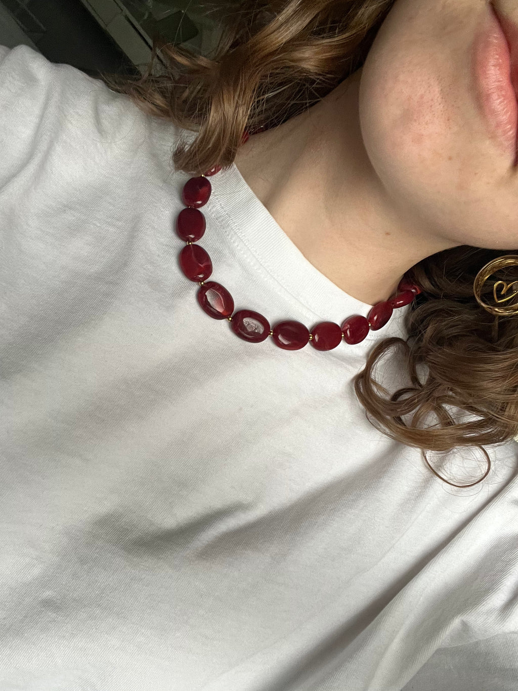 Rode kralen set (ketting en armband)
