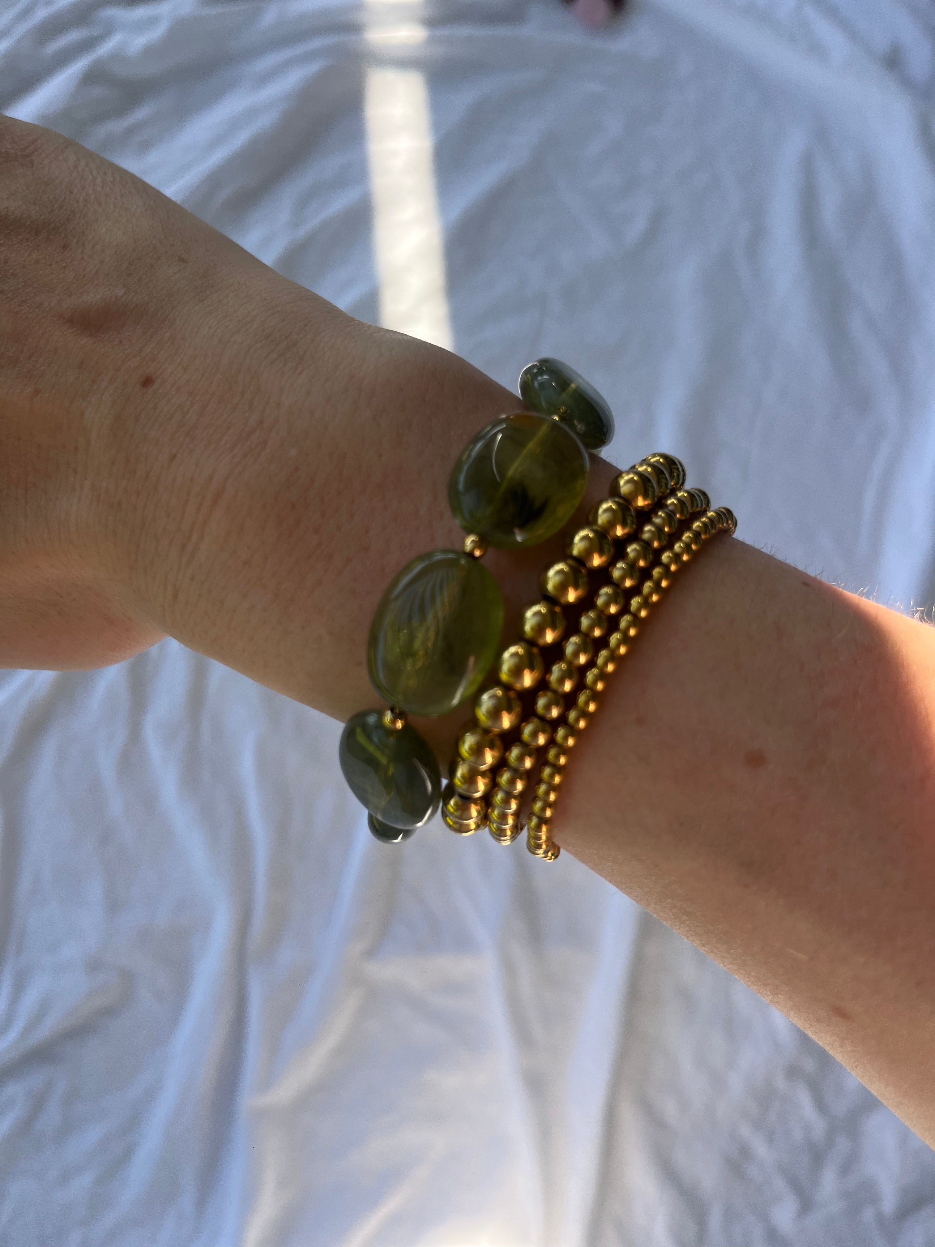 Groene kralen set (ketting en armband)