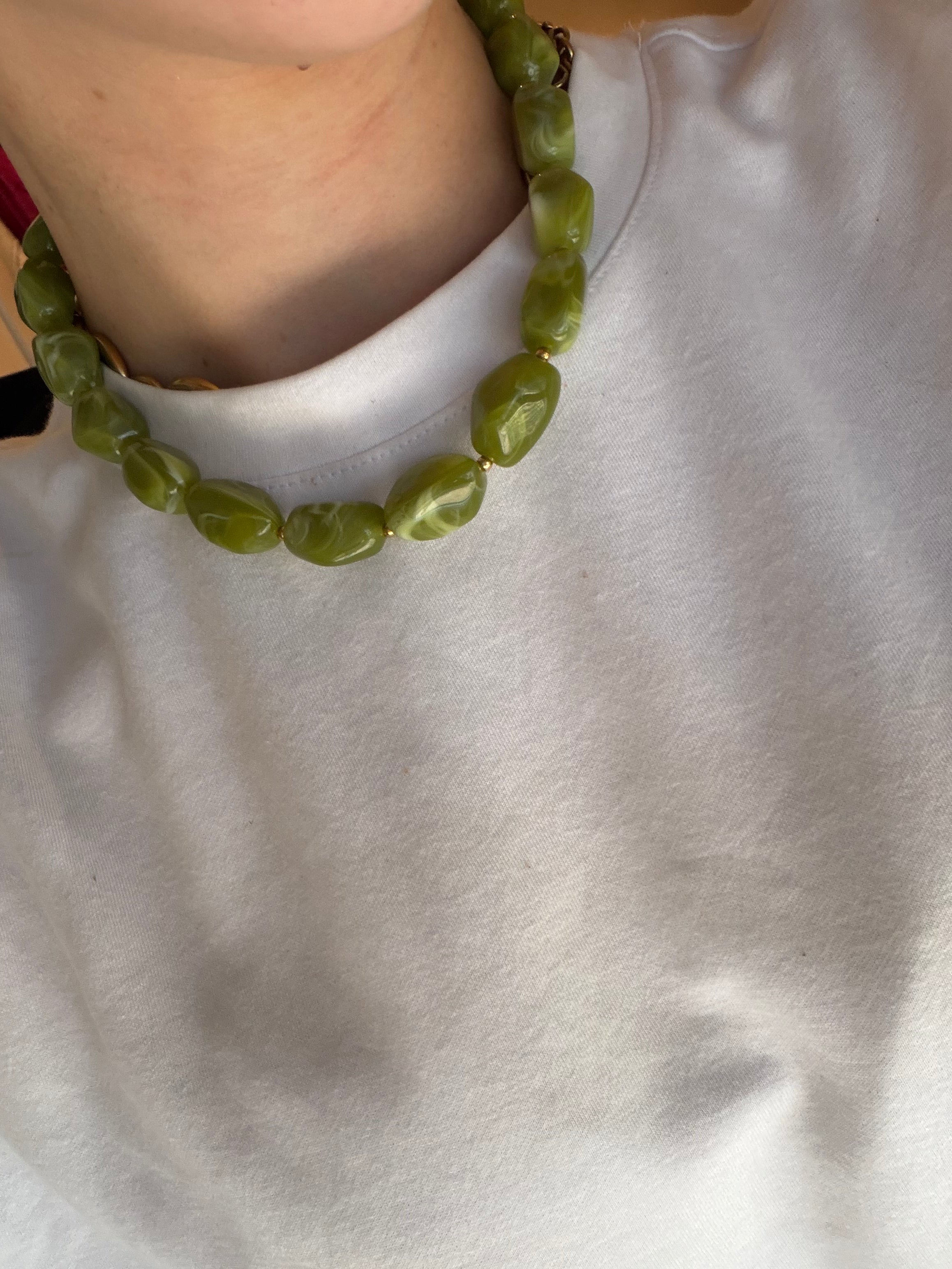 Chunky groene kralen ketting