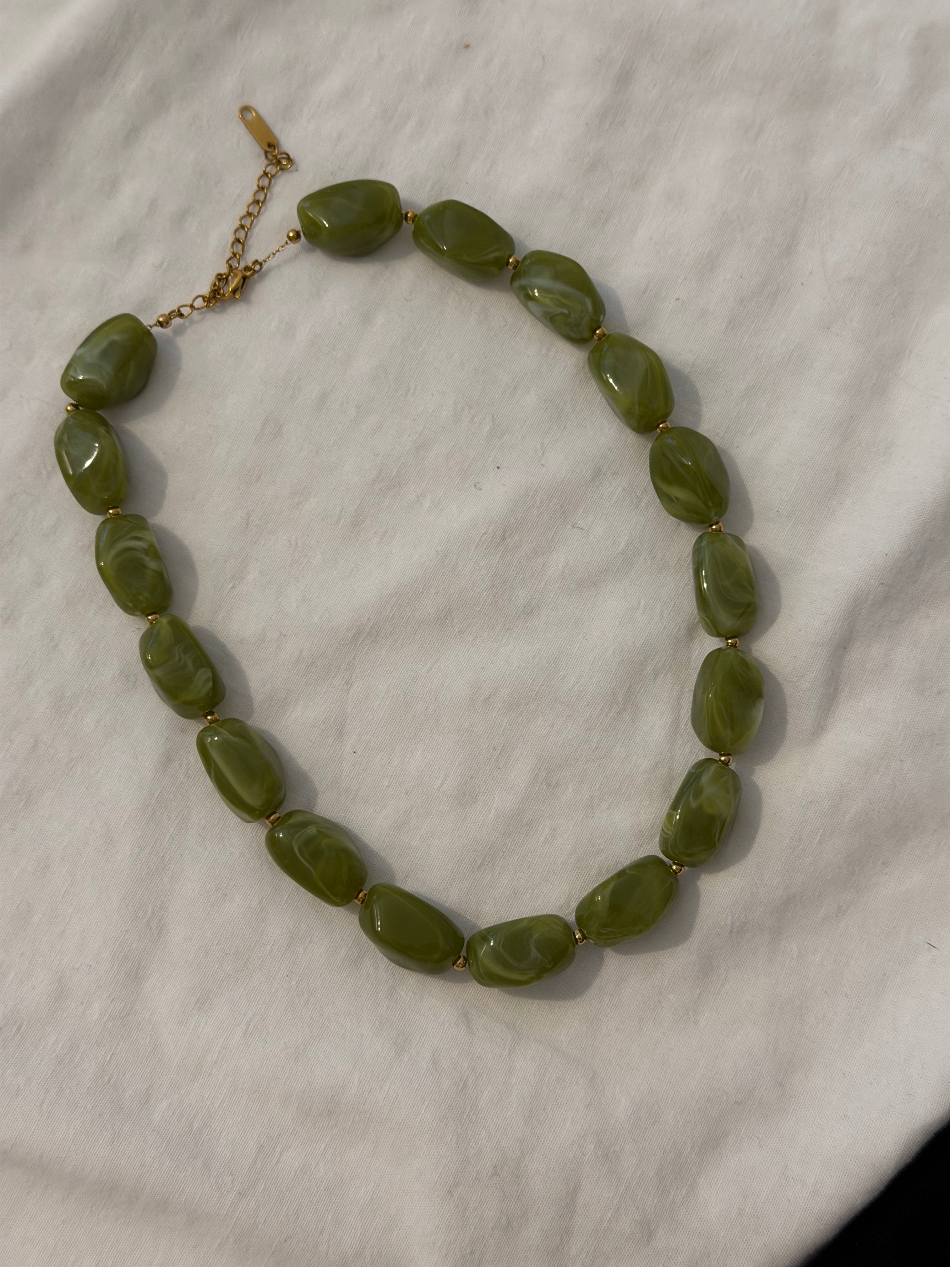 Chunky groene kralen ketting