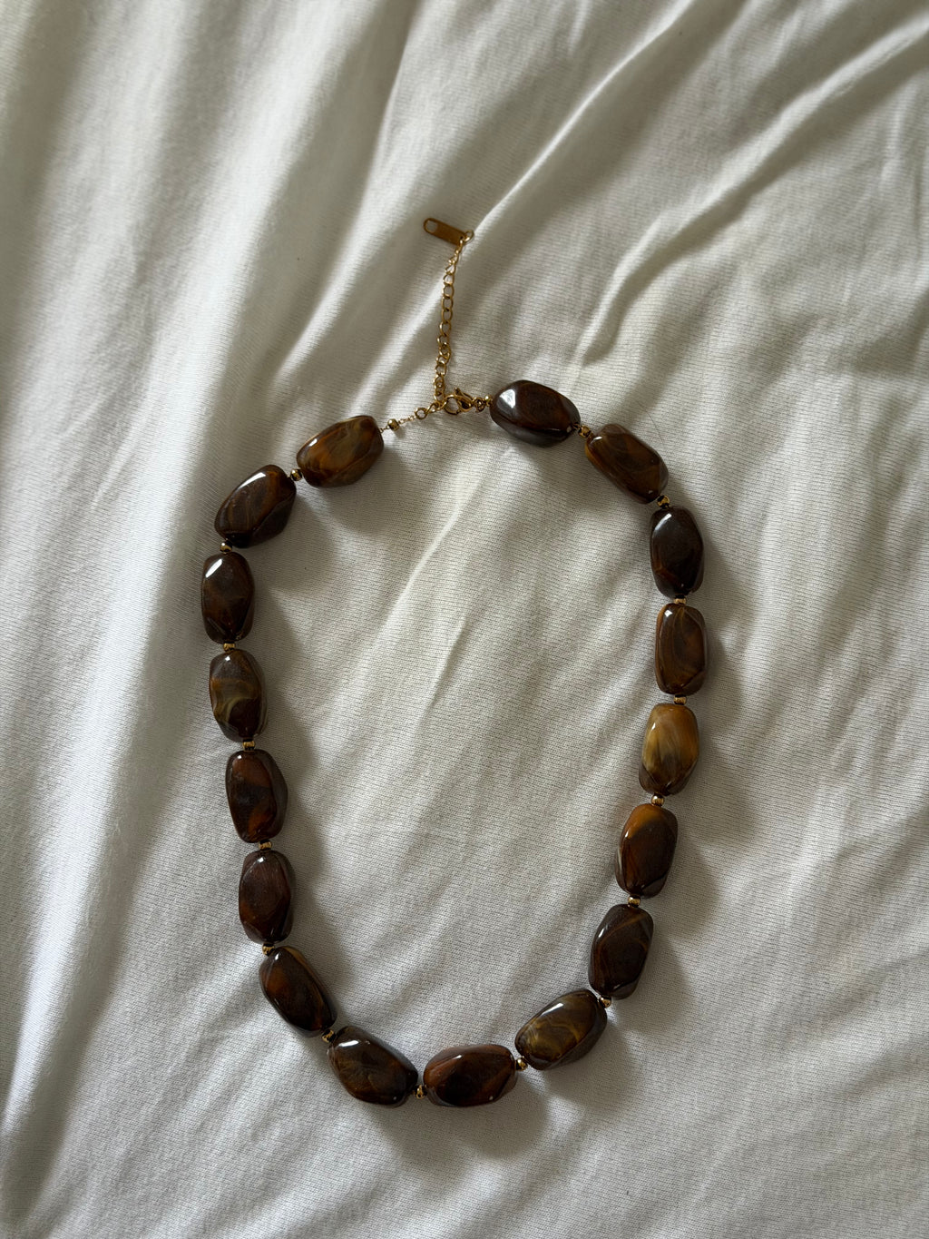 Chunky bruine kralen ketting
