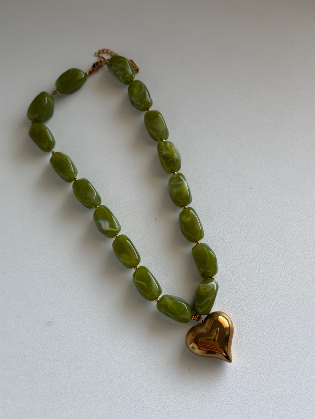 Groene big heart kralen ketting