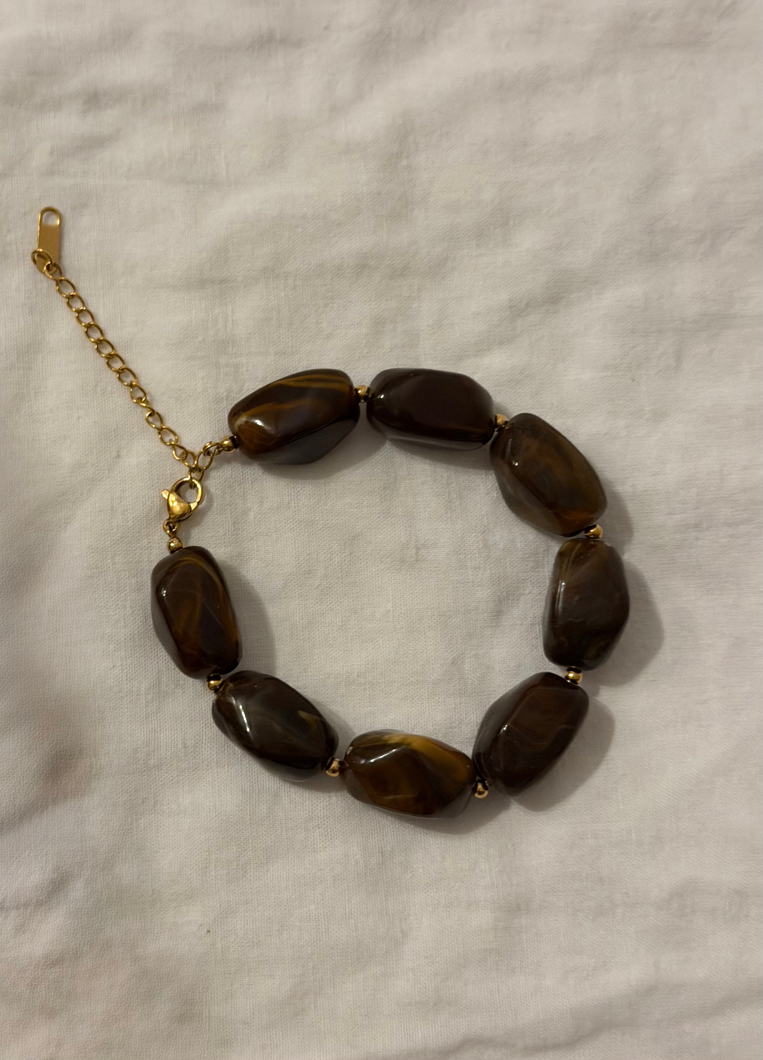 Chunky bruine kralen armband