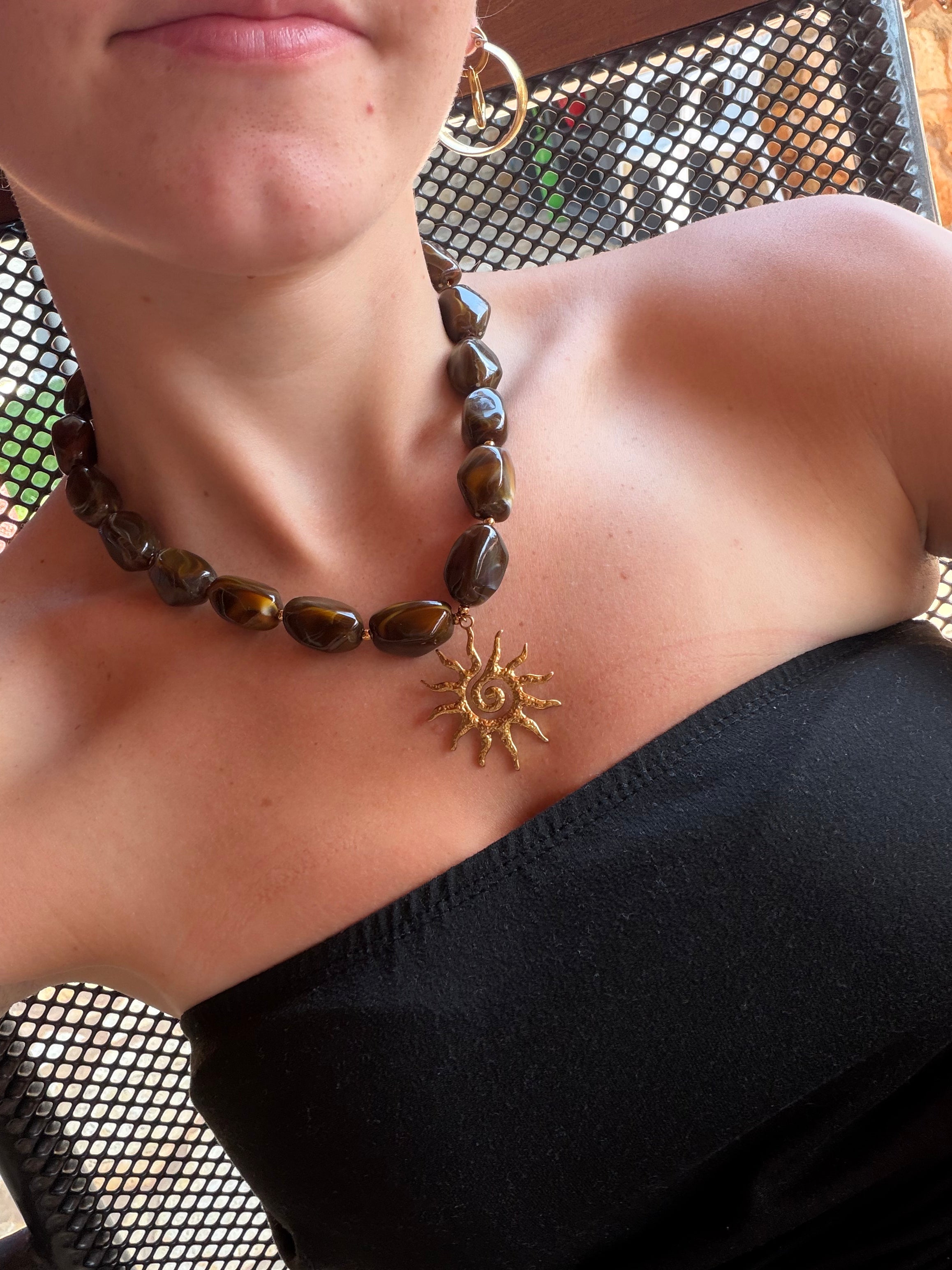 Bruine sunny kralen ketting