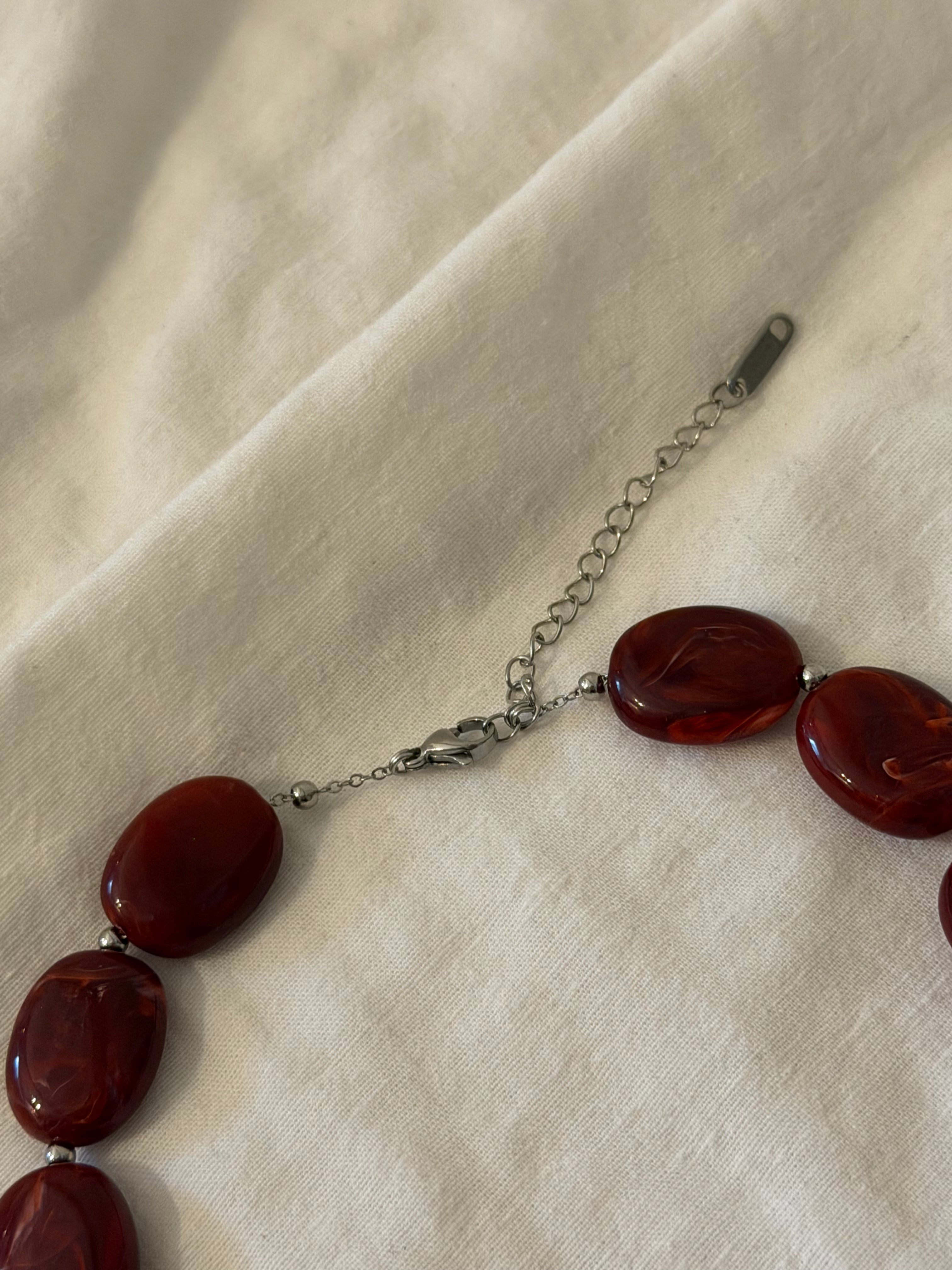 Rode kralen set (ketting en armband)